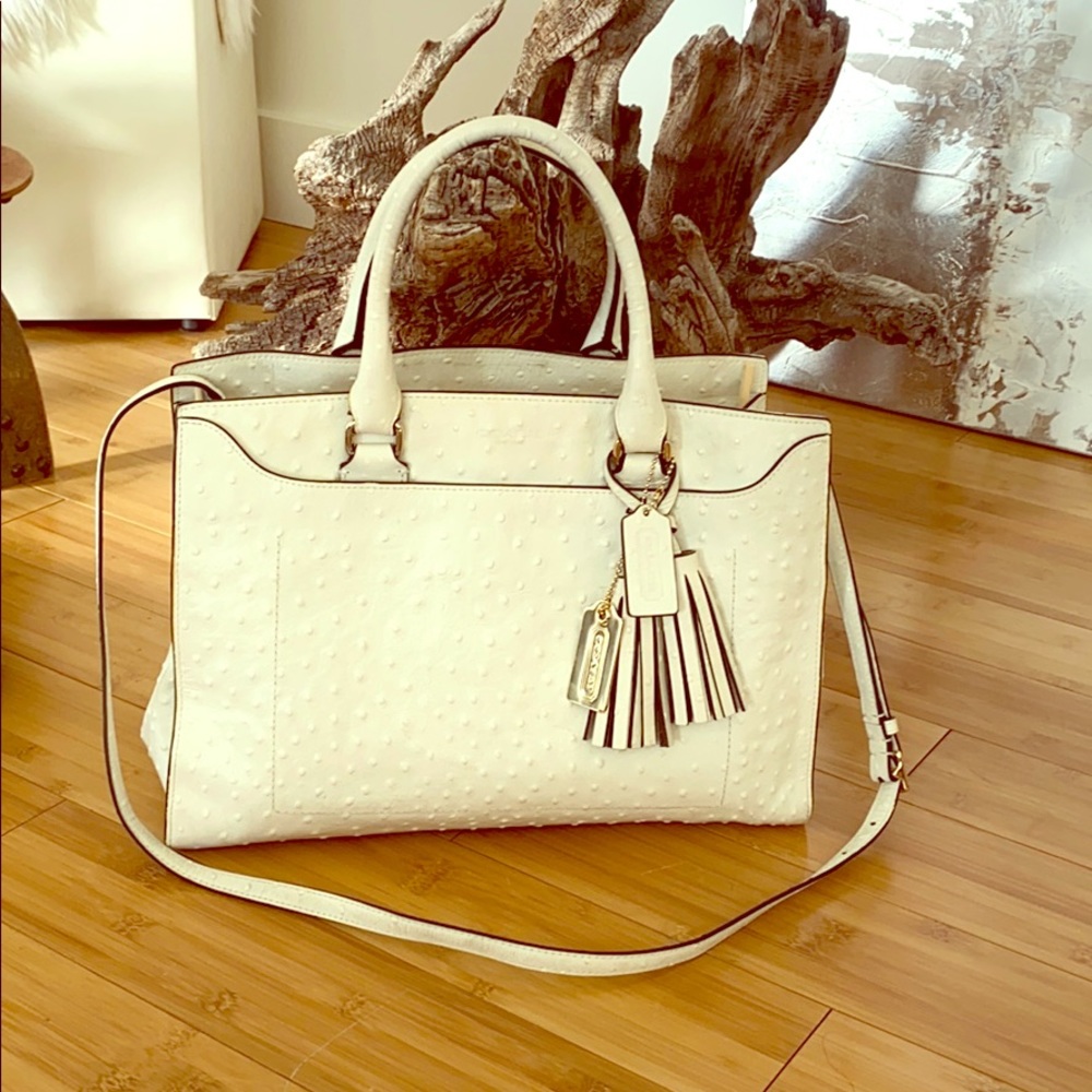 COACH Cream Ostrich Satchel